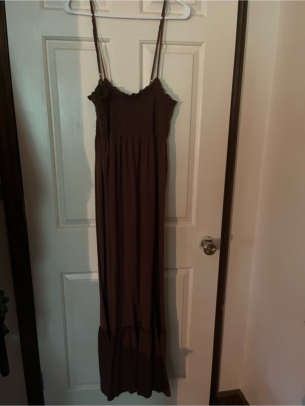 MKM Designs Brown Smocked Maxi with Spaghetti Straps